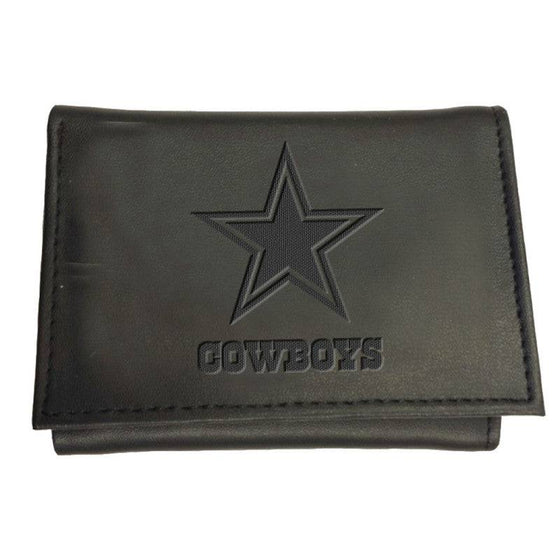 Dallas Cowboys Trifold Black Vegan Leather Embossed Logo Wallet - 757 Sports Collectibles