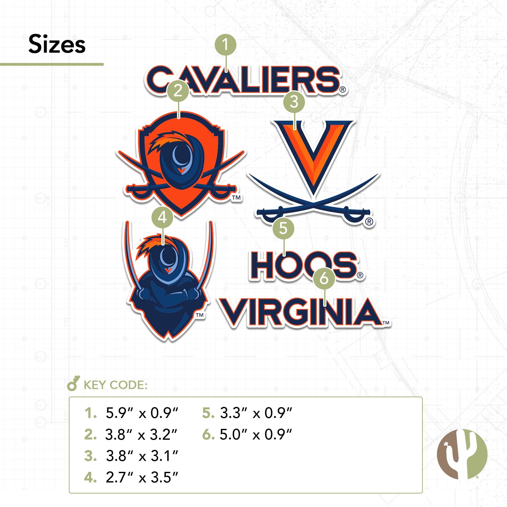 University of Virginia Sticker Cavaliers UVA Wahoos Stickers Vinyl Decals Laptop Water Bottle Car Scrapbook T2 (Type 2) - 757 Sports Collectibles
