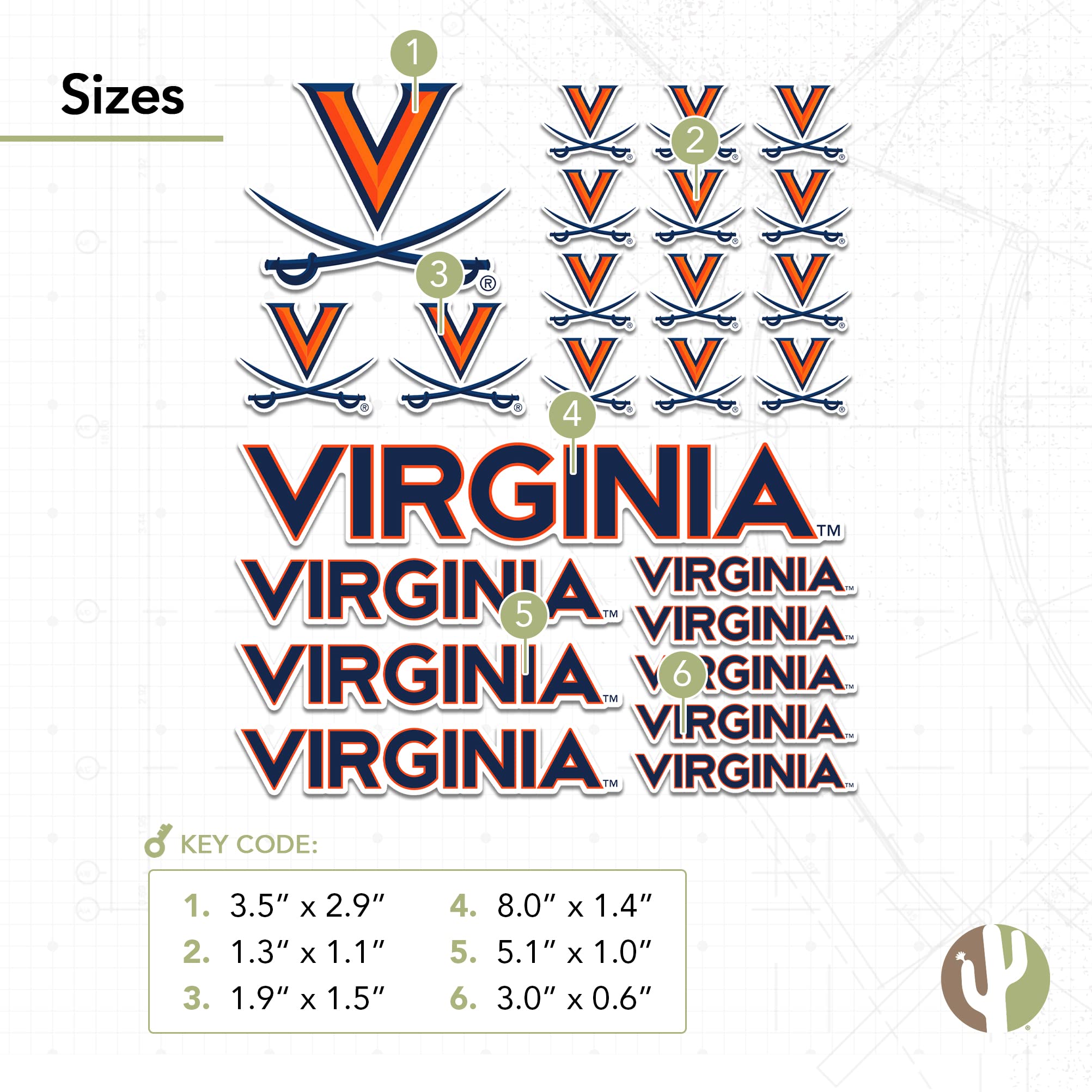 University of Virginia Sticker Cavaliers UVA Wahoos Stickers Vinyl Decals Laptop Water Bottle Car Scrapbook T1 (Type 1-1) - 757 Sports Collectibles
