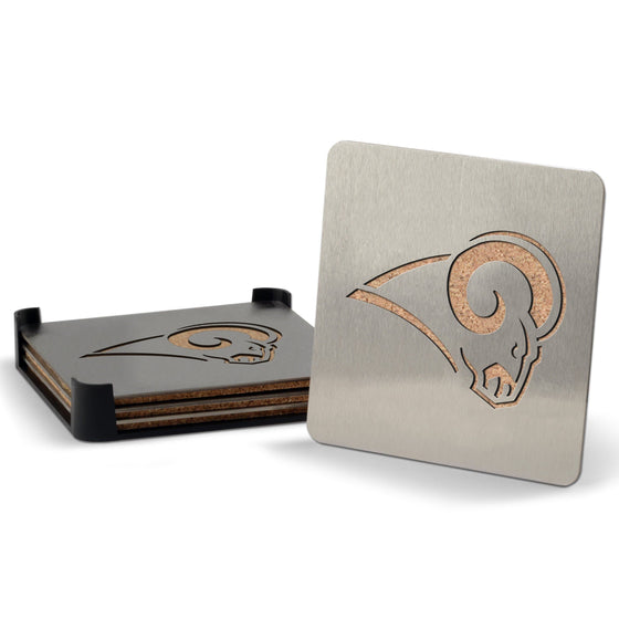 Los Angeles Rams Boaster Set of 4 Stainless Steel Cork Backed Coasters - 757 Sports Collectibles