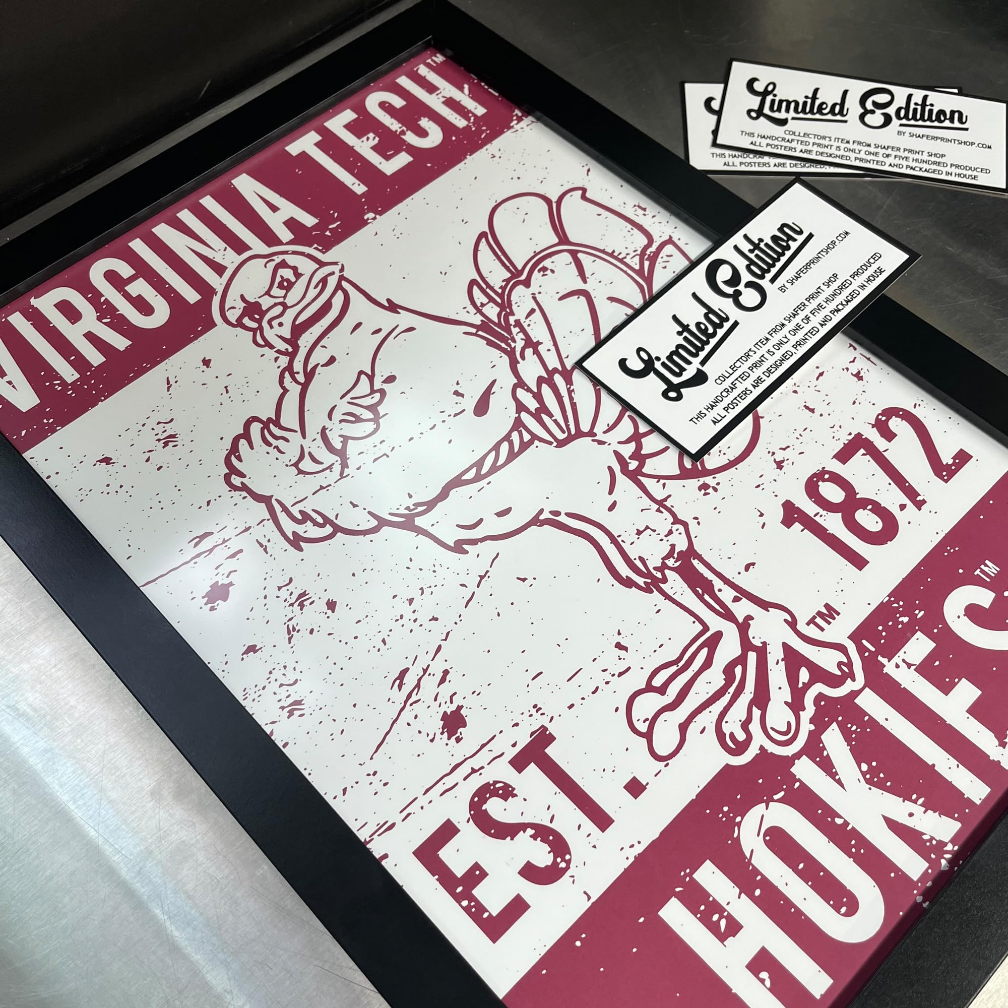 Limited Edition Virginia Tech Hokie Bird Vintage Poster Art Print 13x19" - Gifts for Virginia Tech Fan (Add Black Frame) - 757 Sports Collectibles