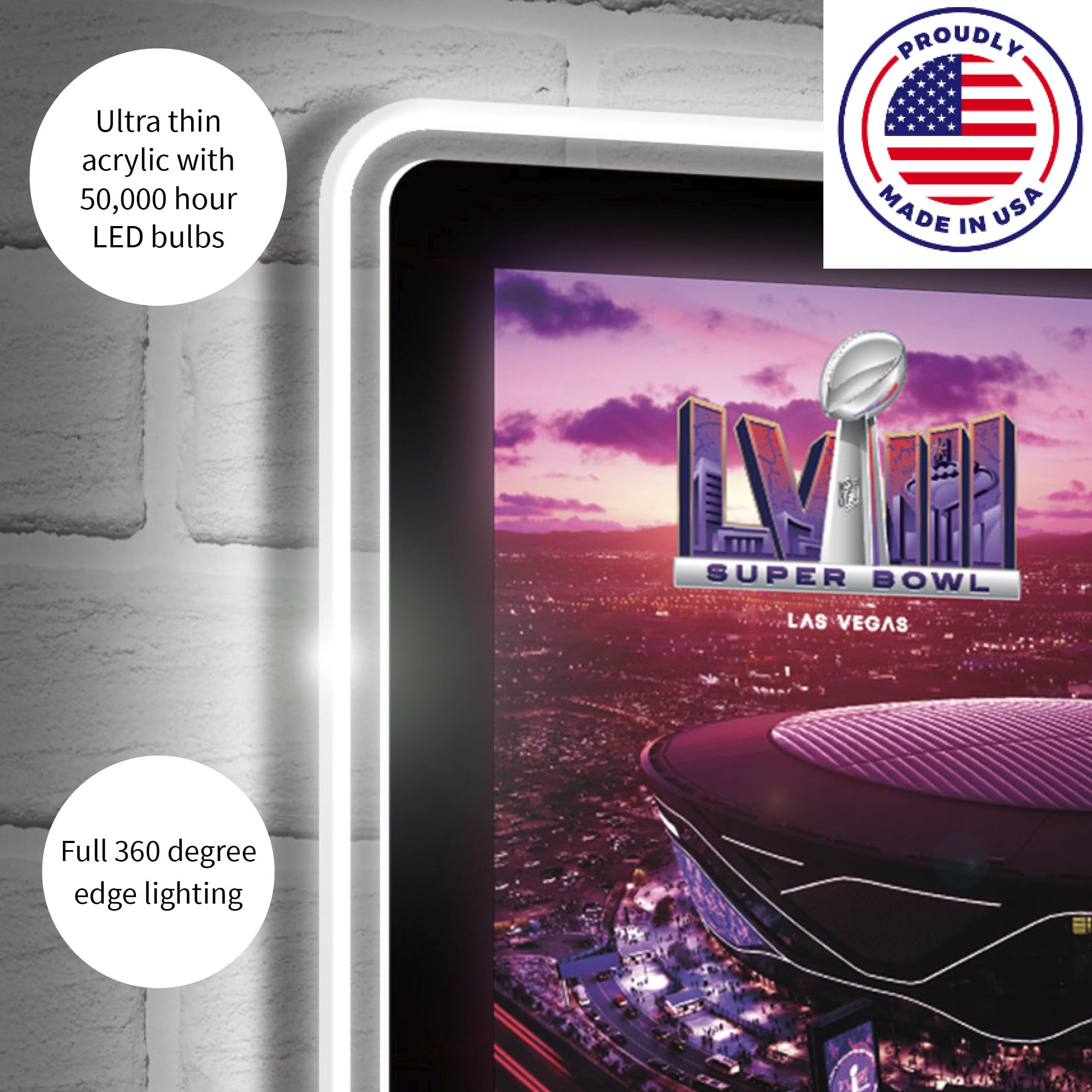 Team Sports America NFL Kansas City Chiefs Superbowl 58 Championship | Ultra-Thin LED Light Wall Sign Décor | Made in the USA | Football Fan Décor for Office, Living, Game or Bedroom (Pennant) - 757 Sports Collectibles