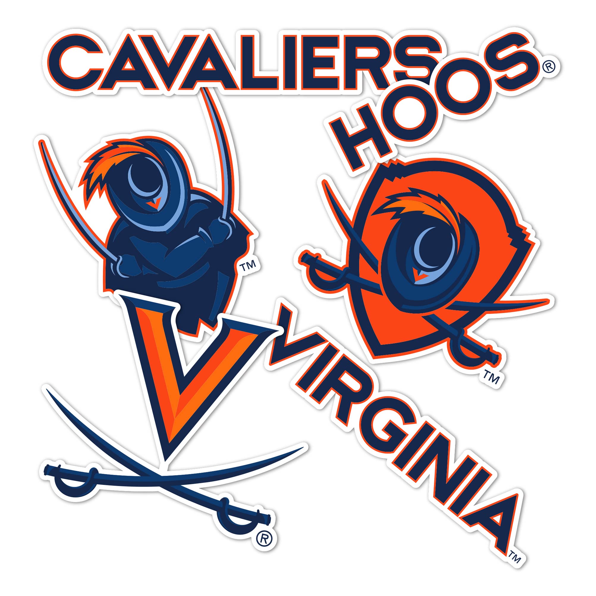 University of Virginia Sticker Cavaliers UVA Wahoos Stickers Vinyl Decals Laptop Water Bottle Car Scrapbook T2 (Type 2) - 757 Sports Collectibles