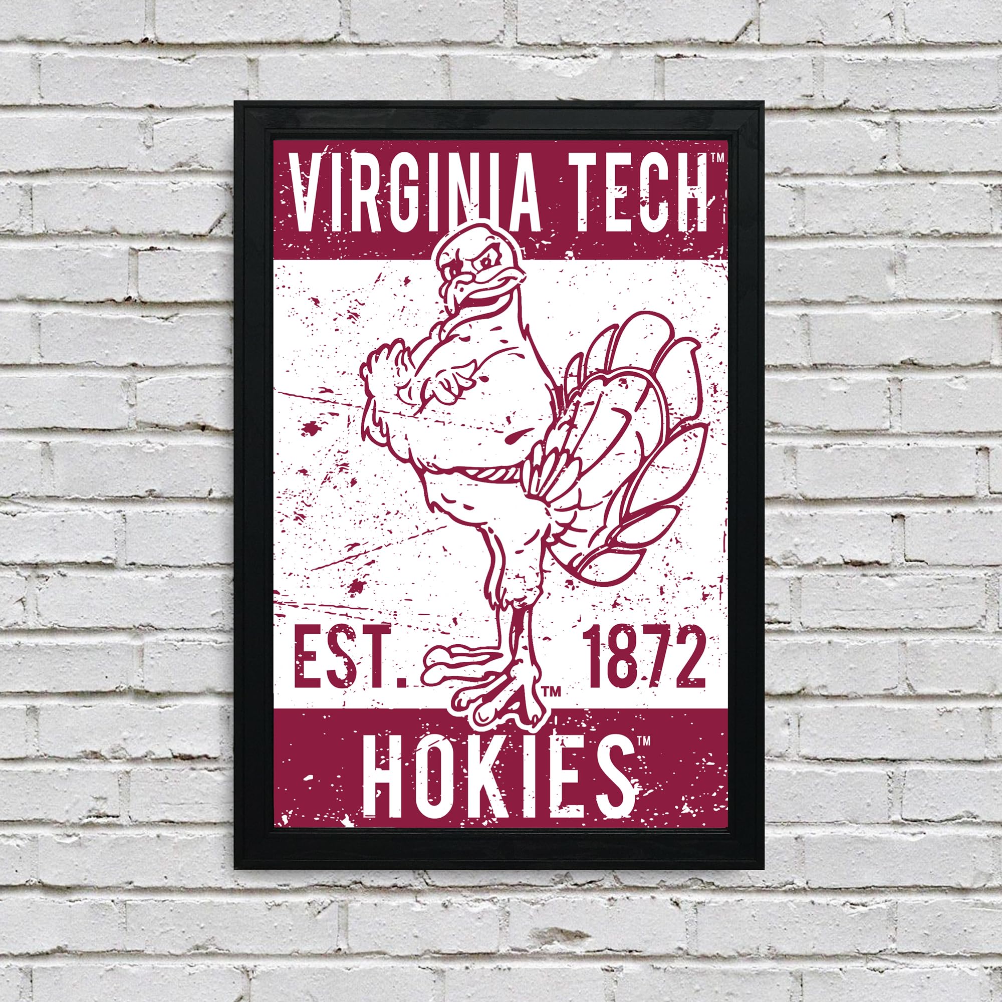 Limited Edition Virginia Tech Hokie Bird Vintage Poster Art Print 13x19" - Gifts for Virginia Tech Fan (Add Black Frame) - 757 Sports Collectibles