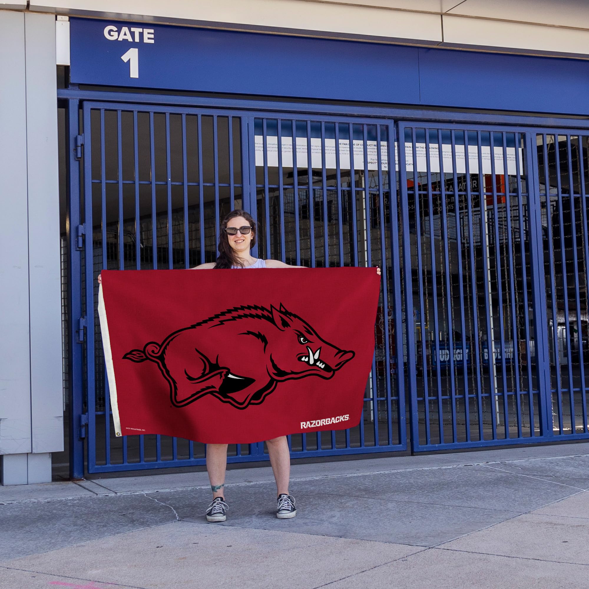 Rico Industries NCAA Arkansas Razorbacks Flag 3' x 5' Banner Flag - Single Sided - Indoor or Outdoor - Home Décor Made - 757 Sports Collectibles