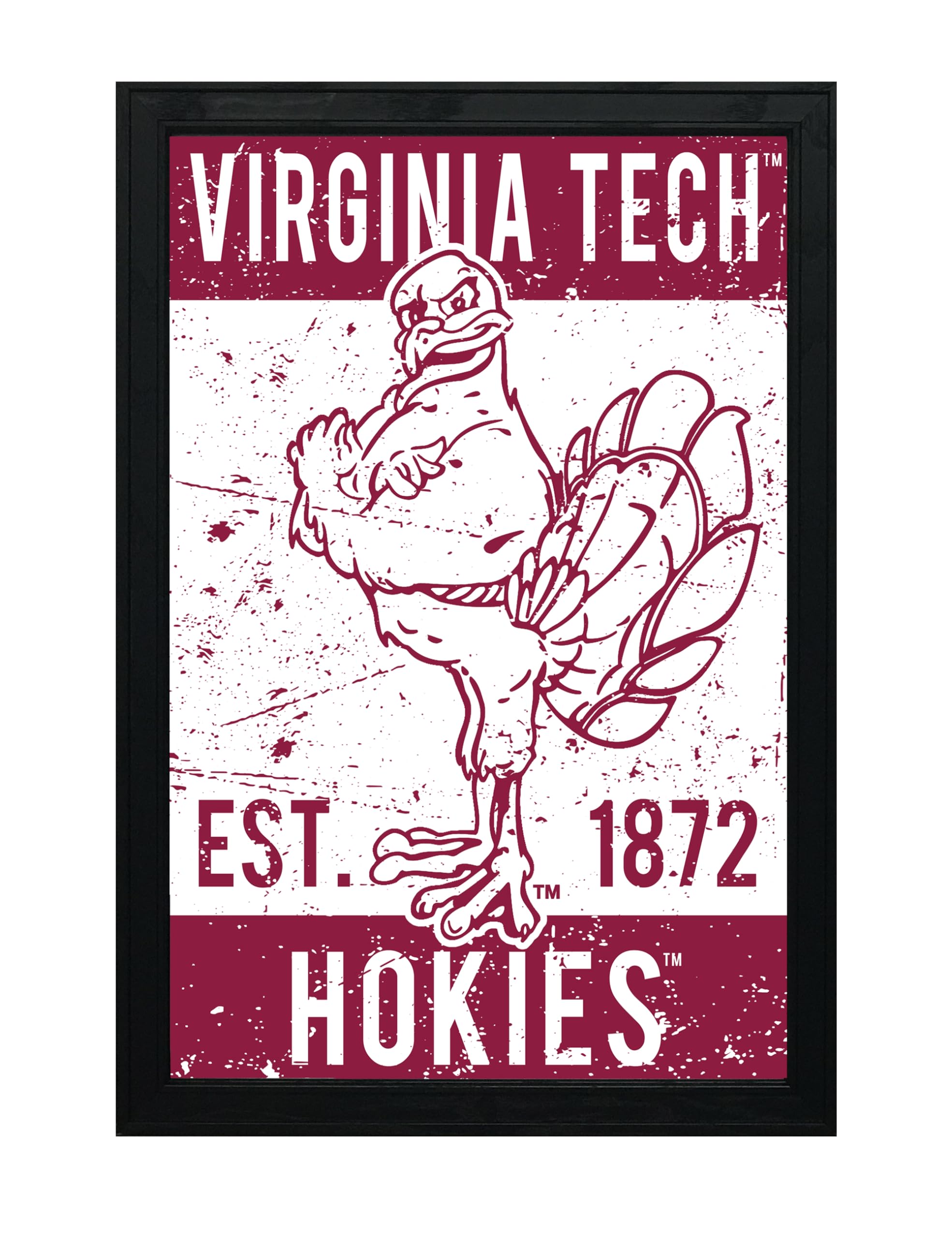 Limited Edition Virginia Tech Hokie Bird Vintage Poster Art Print 13x19" - Gifts for Virginia Tech Fan (Add Black Frame) - 757 Sports Collectibles