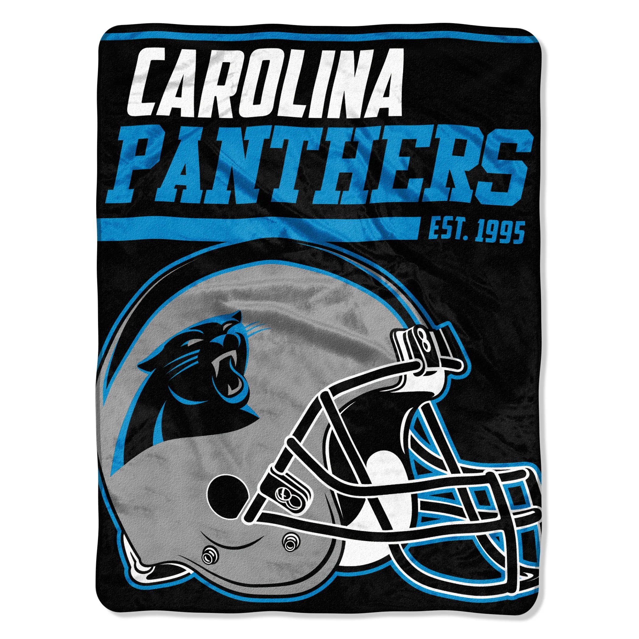 Carolina Panthers Blanket 46x60 Raschel 40 Yard Dash Design Rolled (CDG) - 757 Sports Collectibles