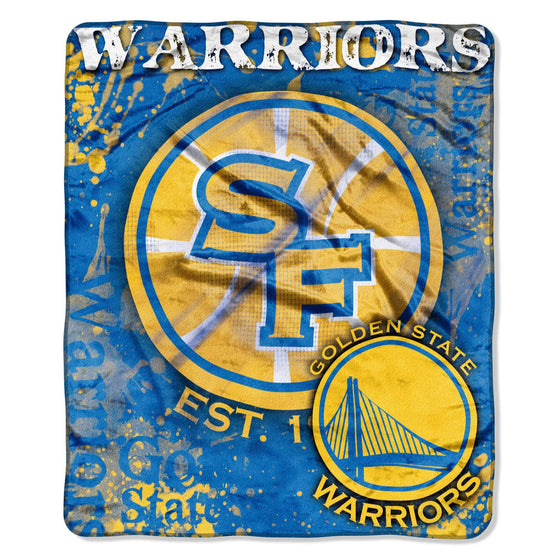 Golden State Warriors Blanket 50x60 Raschel Drop Down Design (CDG) - 757 Sports Collectibles