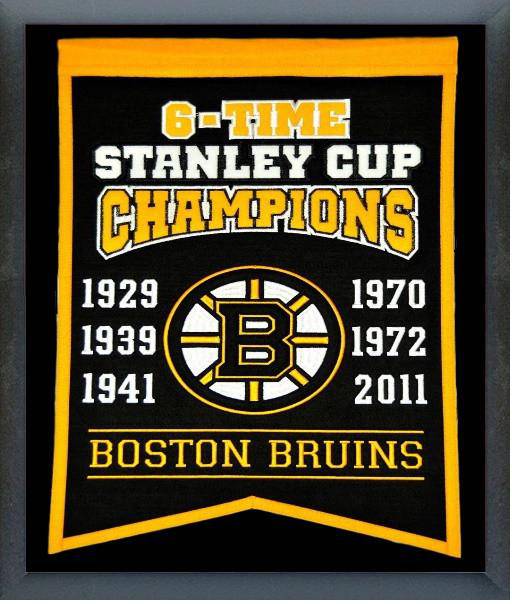 NHL Boston Bruins Framed Embroidered Wool Stanley Cup Champion Banner 18x24 - 757 Sports Collectibles