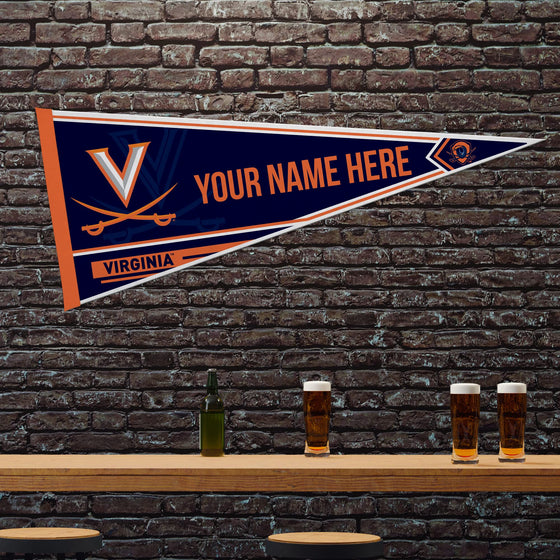 Rico Industries NCAA Virginia Cavaliers Personalized - Custom 12" x 30" Soft Felt Pennant - EZ to Hang - 757 Sports Collectibles