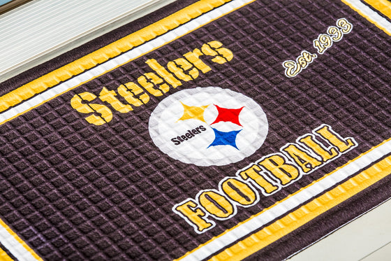 Team Sports America NFL Pittsburgh Steelers Embossed Outdoor-Safe Mat - 30" W x 18" H Durable Non Slip Floormat for Football Fans - 757 Sports Collectibles