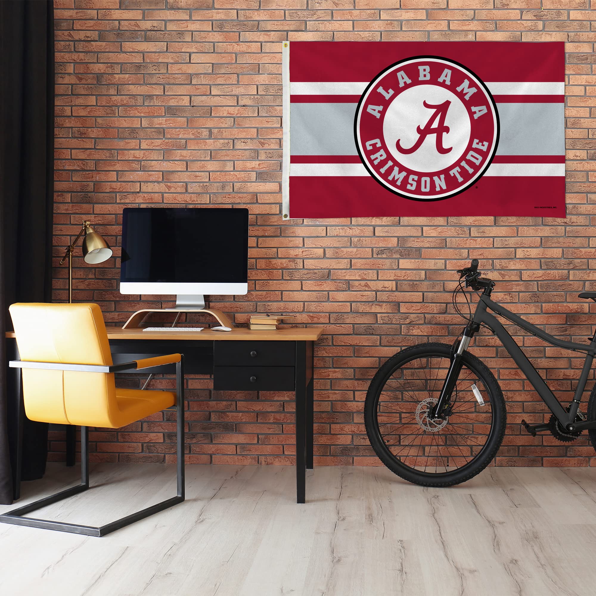 NCAA Alabama Crimson Tide "Striped" 3' x 5' Banner Flag - Single Sided - Indoor or Outdoor - Home Décor Made By Rico Industries - 757 Sports Collectibles