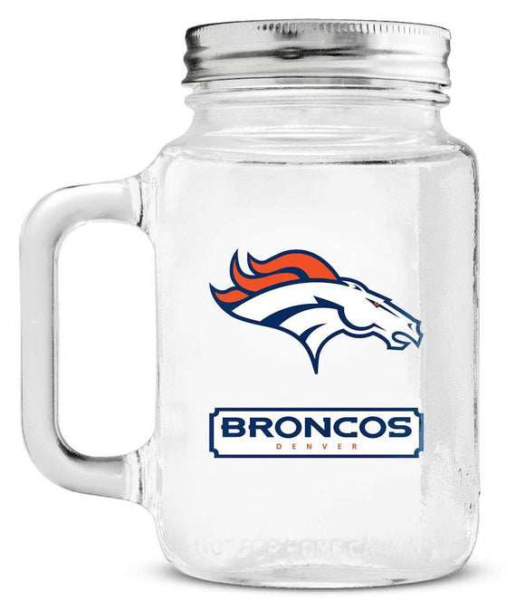 Denver Broncos Mason Jar Glass With Lid (CDG) - 757 Sports Collectibles
