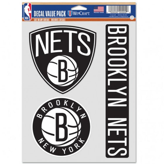 Brooklyn Nets Decal Multi Use Fan 3 Pack Special Order
