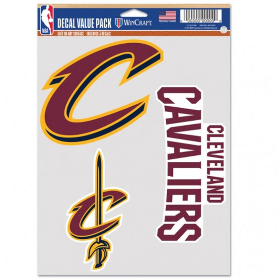 Cleveland Cavaliers Decal Multi Use Fan 3 Pack Special Order