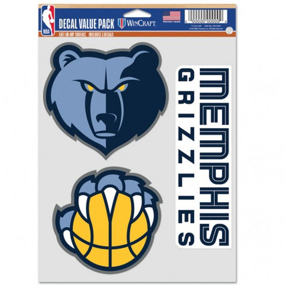 Memphis Grizzlies Decal Multi Use Fan 3 Pack Special Order