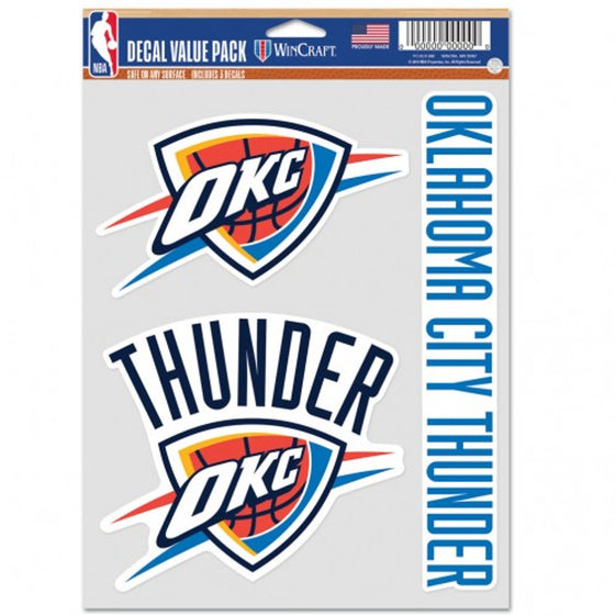Oklahoma City Thunder Decal Multi Use Fan 3 Pack Special Order