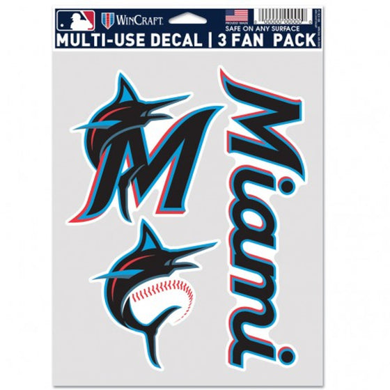 Miami Marlins Decal Multi Use Fan 3 Pack Special Order