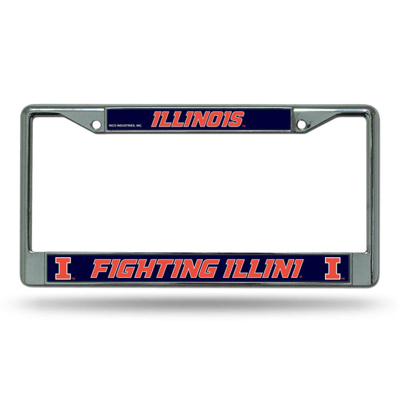 Illinois Fighting Illini Chrome License Plate Frame (CDG) - 757 Sports Collectibles