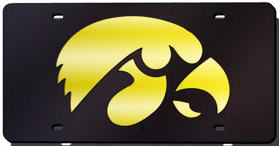 Iowa Hawkeyes Black Laser Cut License Plate (CDG) - 757 Sports Collectibles