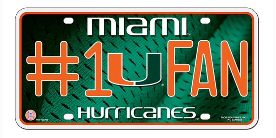 Miami Hurricanes License Plate #1 Fan - Special Order
