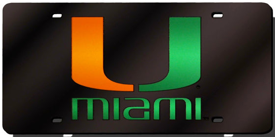 Miami Hurricanes License Plate Laser Cut Black