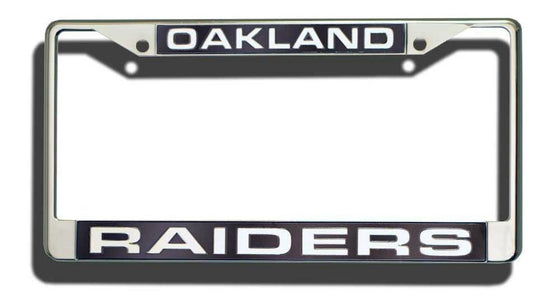 NFL Oakland Raiders Laser-Cut Chrome License Plate Frame - 757 Sports Collectibles