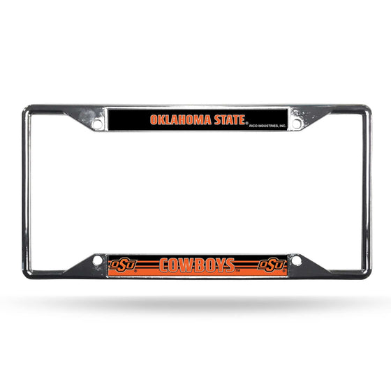 Oklahoma State Cowboys License Plate Frame Chrome EZ View (CDG) - 757 Sports Collectibles