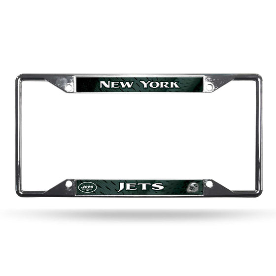New York Jets License Plate Frame Chrome EZ View (CDG) - 757 Sports Collectibles