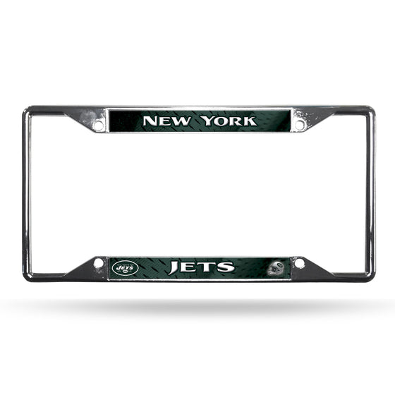 New York Jets License Plate Frame Chrome EZ View - Special Order