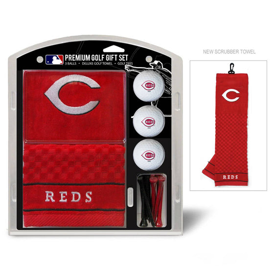 Cincinnati Reds Embroidered Golf Towel, 3 Golf Ball, And Golf Tee Set - 757 Sports Collectibles