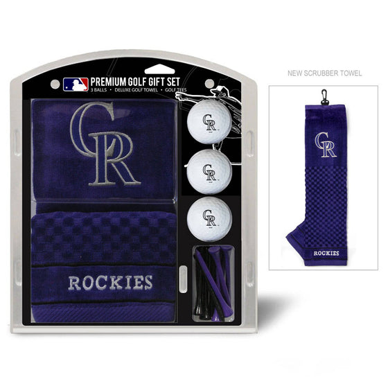 Colorado Rockies Embroidered Golf Towel, 3 Golf Ball, And Golf Tee Set - 757 Sports Collectibles