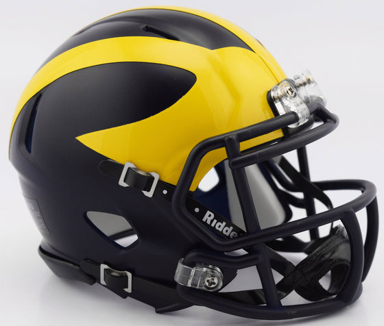 Michigan Wolverines Helmet Riddell Replica Mini Speed Style 2016 Painted Design - 757 Sports Collectibles
