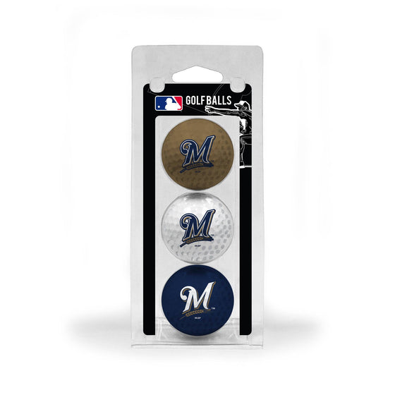 Milwaukee Brewers 3 Golf Ball Pack - 757 Sports Collectibles