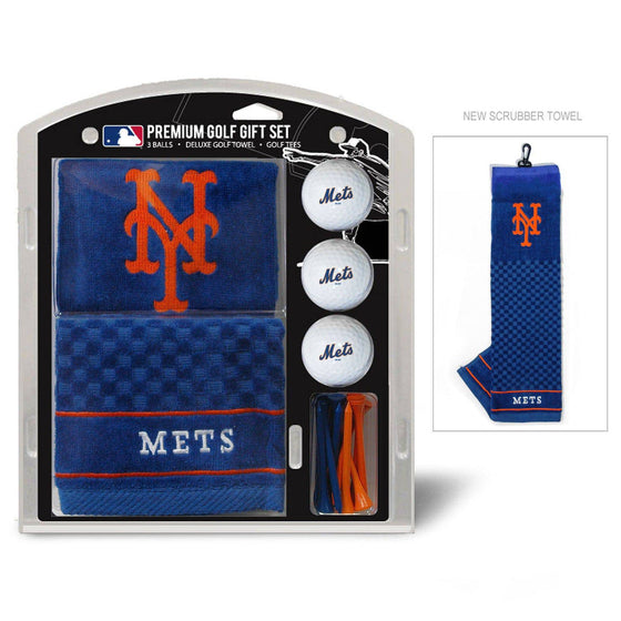 New York Mets Embroidered Golf Towel, 3 Golf Ball, And Golf Tee Set - 757 Sports Collectibles