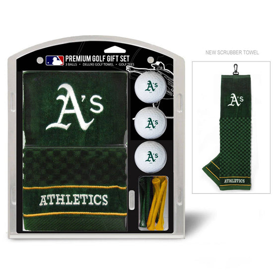 Oakland Athletics Embroidered Golf Towel, 3 Golf Ball, And Golf Tee Set - 757 Sports Collectibles