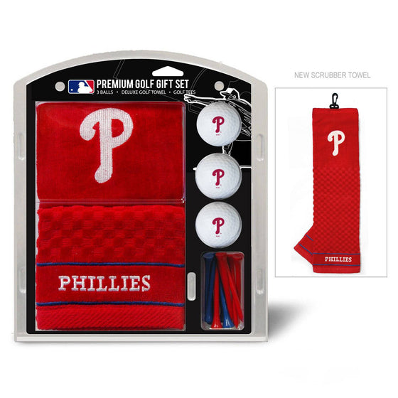 Philadelphia Phillies Embroidered Golf Towel, 3 Golf Ball, And Golf Tee Set - 757 Sports Collectibles