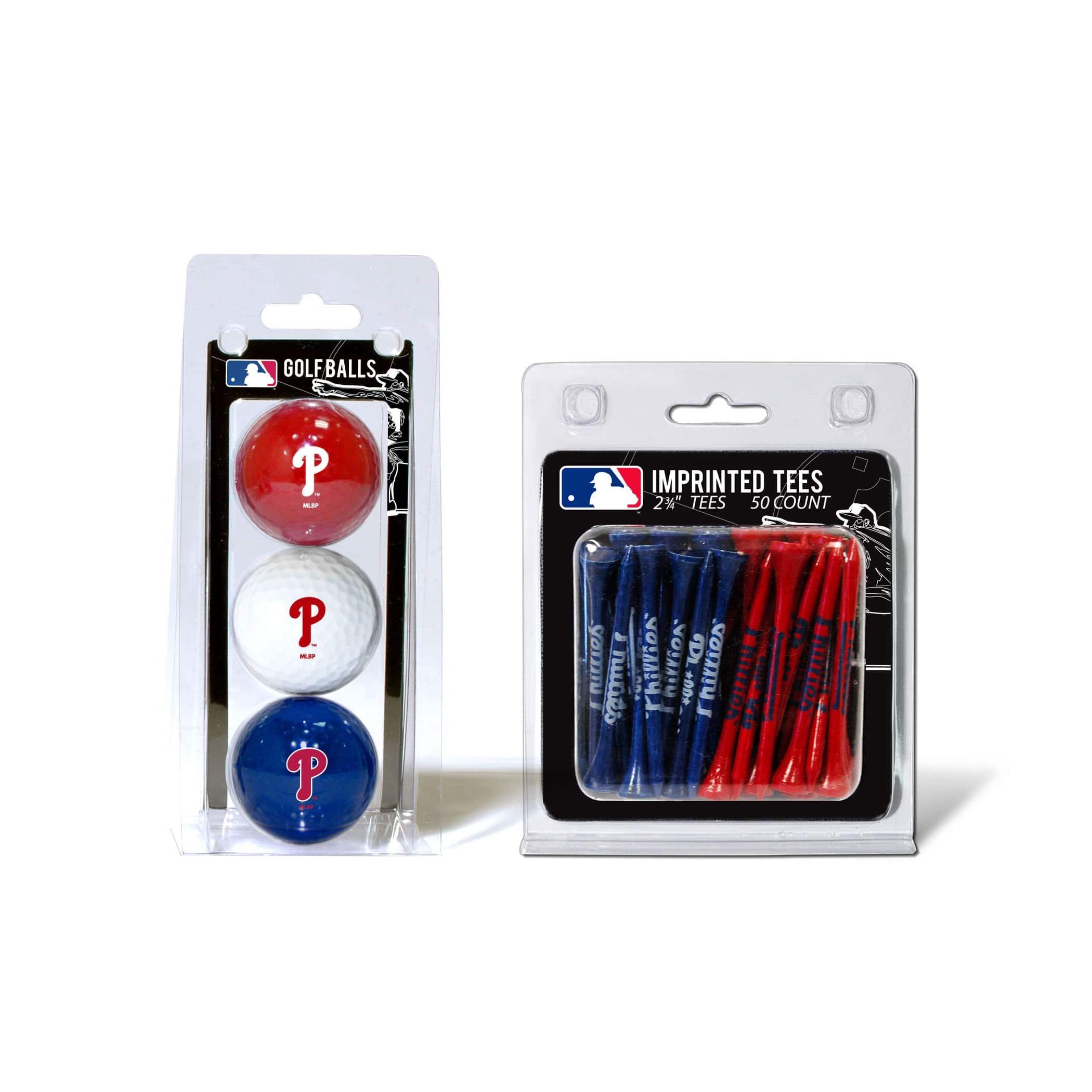 Philadelphia Phillies 3 Golf Balls And 50 Golf Tees - 757 Sports Collectibles