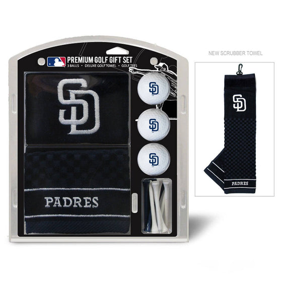 San Diego Padres Embroidered Golf Towel, 3 Golf Ball, And Golf Tee Set - 757 Sports Collectibles