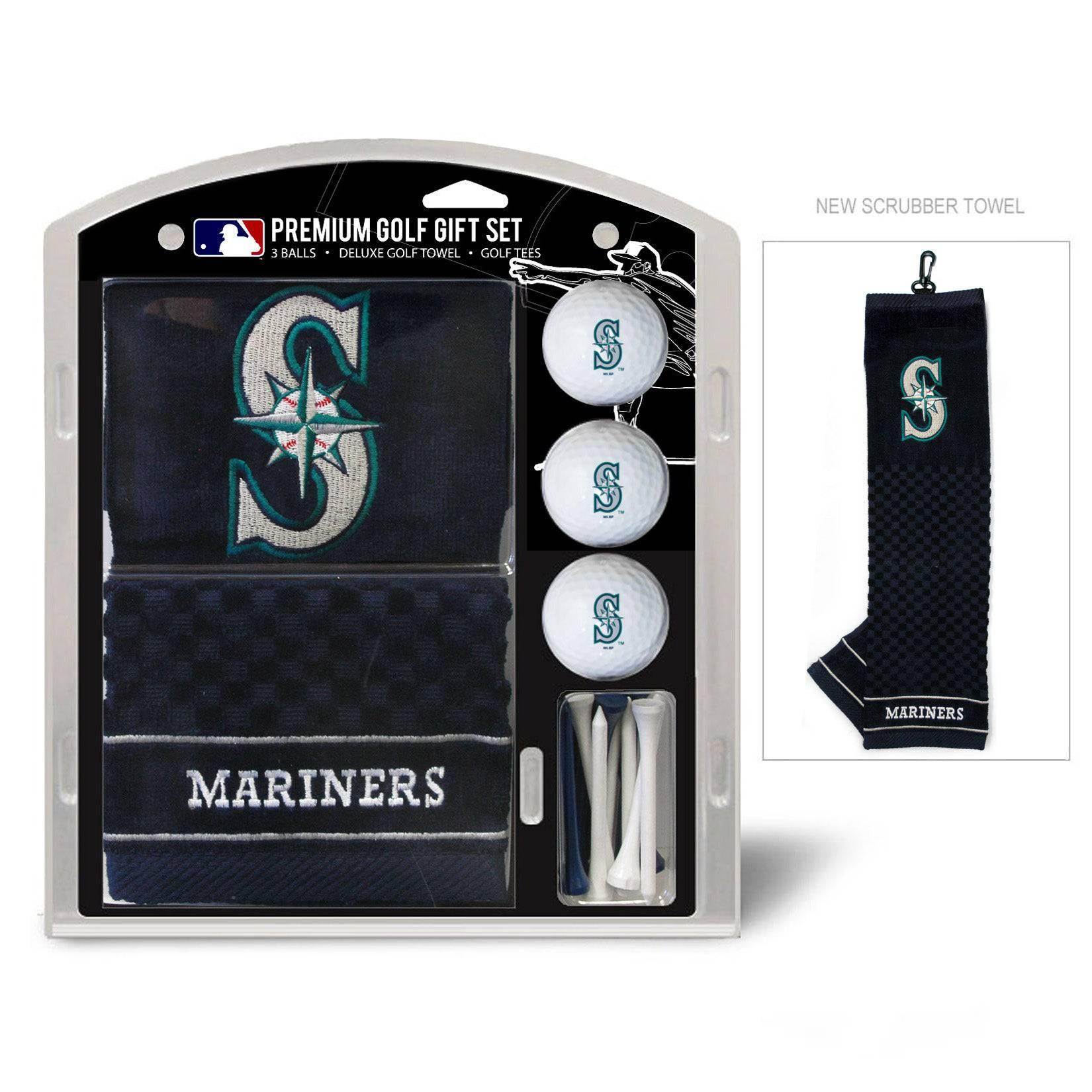 Seattle Mariners Embroidered Golf Towel, 3 Golf Ball, And Golf Tee Set - 757 Sports Collectibles
