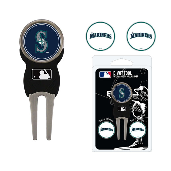 Seattle Mariners Divot Tool Pack With 3 Golf Ball Markers - 757 Sports Collectibles
