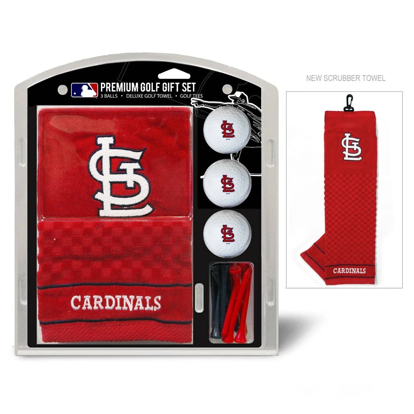 St Louis Cardinals Embroidered Golf Towel, 3 Golf Ball, And Golf Tee Set - 757 Sports Collectibles
