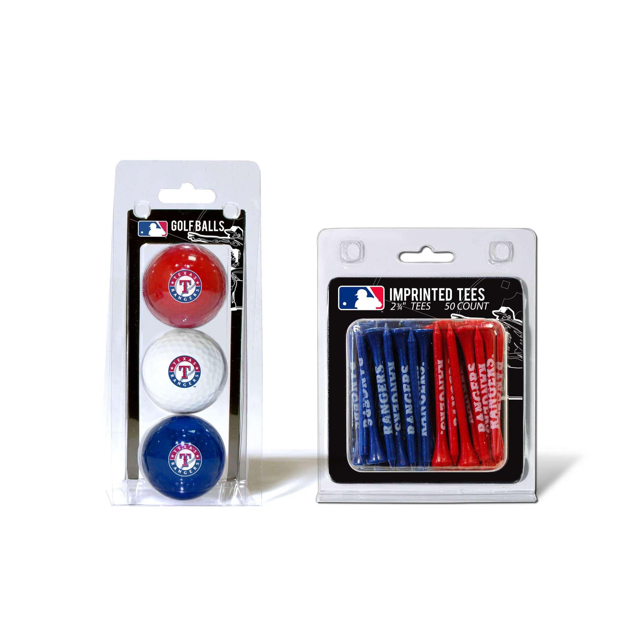 Texas Rangers 3 Golf Balls And 50 Golf Tees - 757 Sports Collectibles