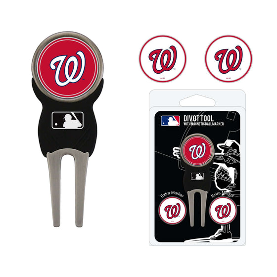 Washington Nationals Divot Tool Pack With 3 Golf Ball Markers - 757 Sports Collectibles