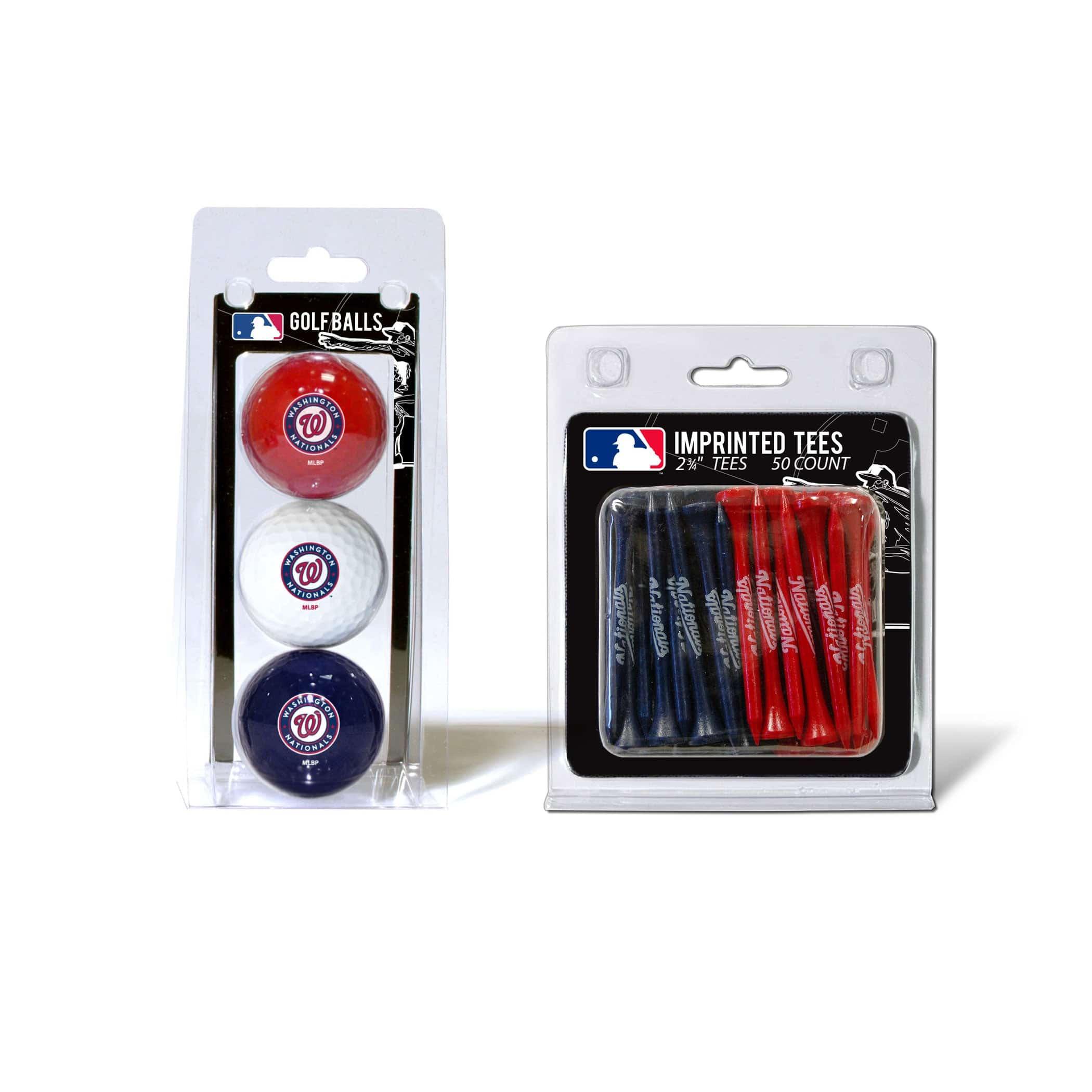 Washington Nationals 3 Golf Balls And 50 Golf Tees - 757 Sports Collectibles