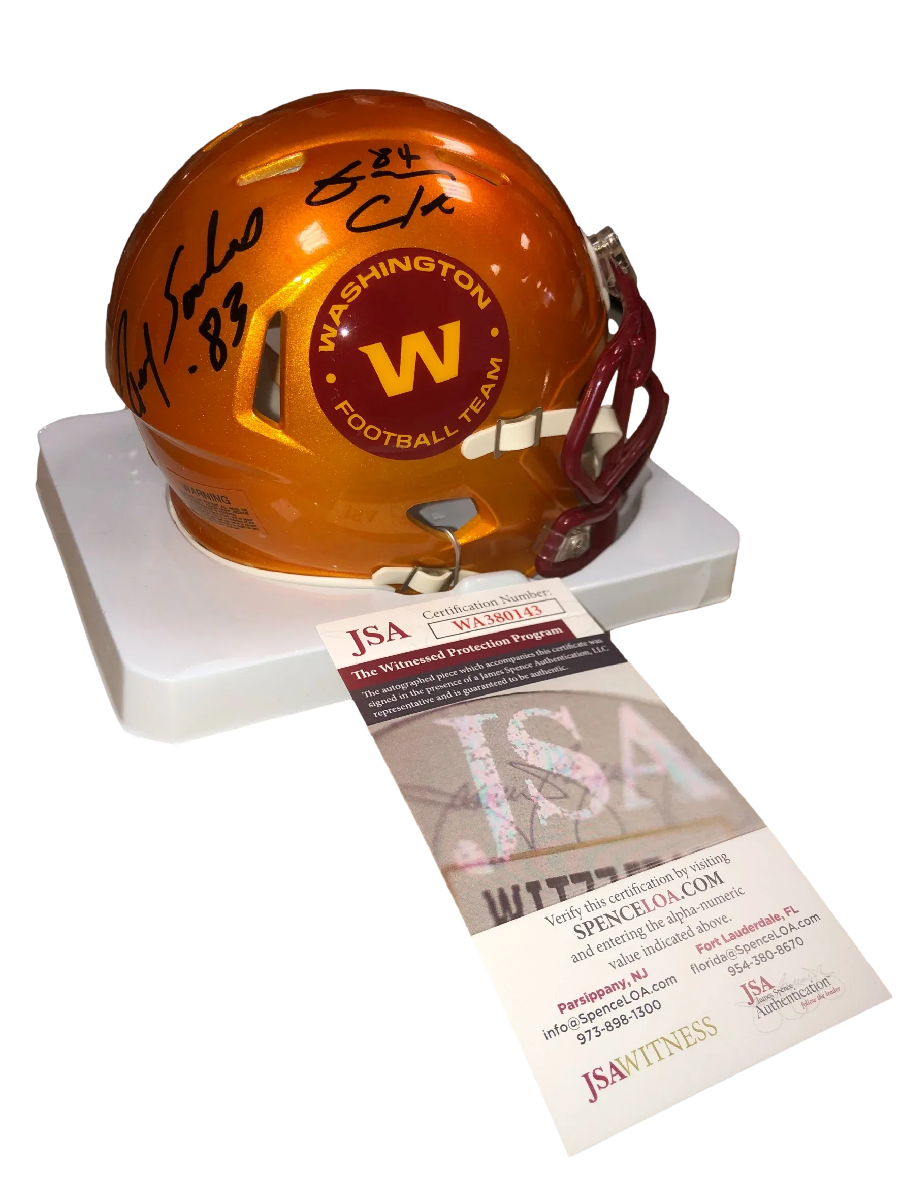 Washington Commanders Ricky Sanders Gary Clark Signed Auto Flash Mini Helmet - JSA W COA - 757 Sports Collectibles