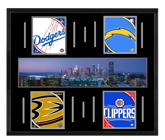 Los Angeles Skyline Super Deluxe Framed Four Team Dodgers, Chargers, Ducks, Clippers 45x34 - 757 Sports Collectibles