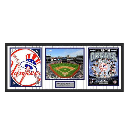 New York Yankees Team 32x14 3 8x10 Photo Deluxe Framed Collage Piece