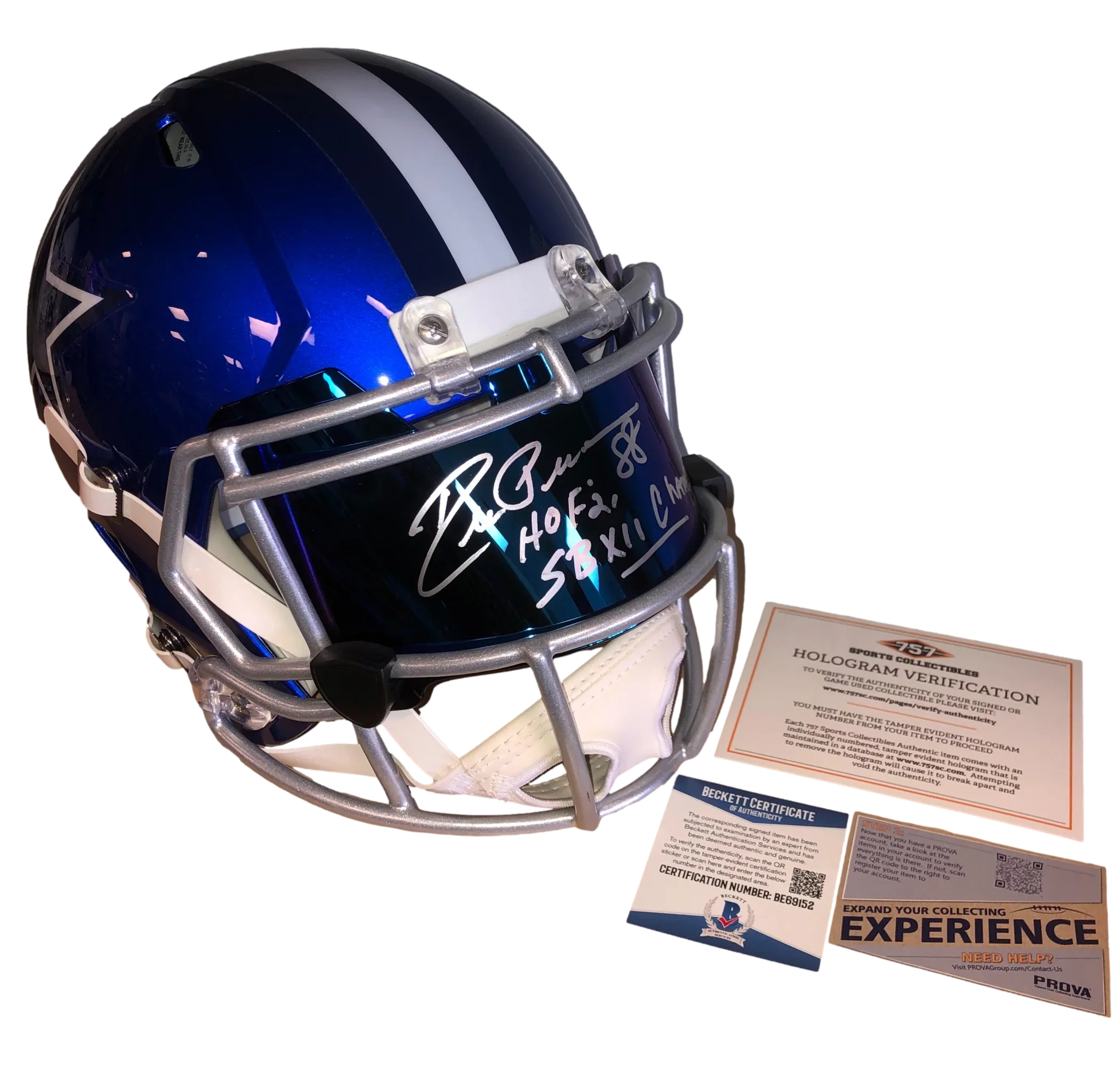 Dallas Cowboys Drew Pearson Signed Auto Replica Full Size Flash Helmet w/ Visor BAS W COA - 757 Sports Collectibles