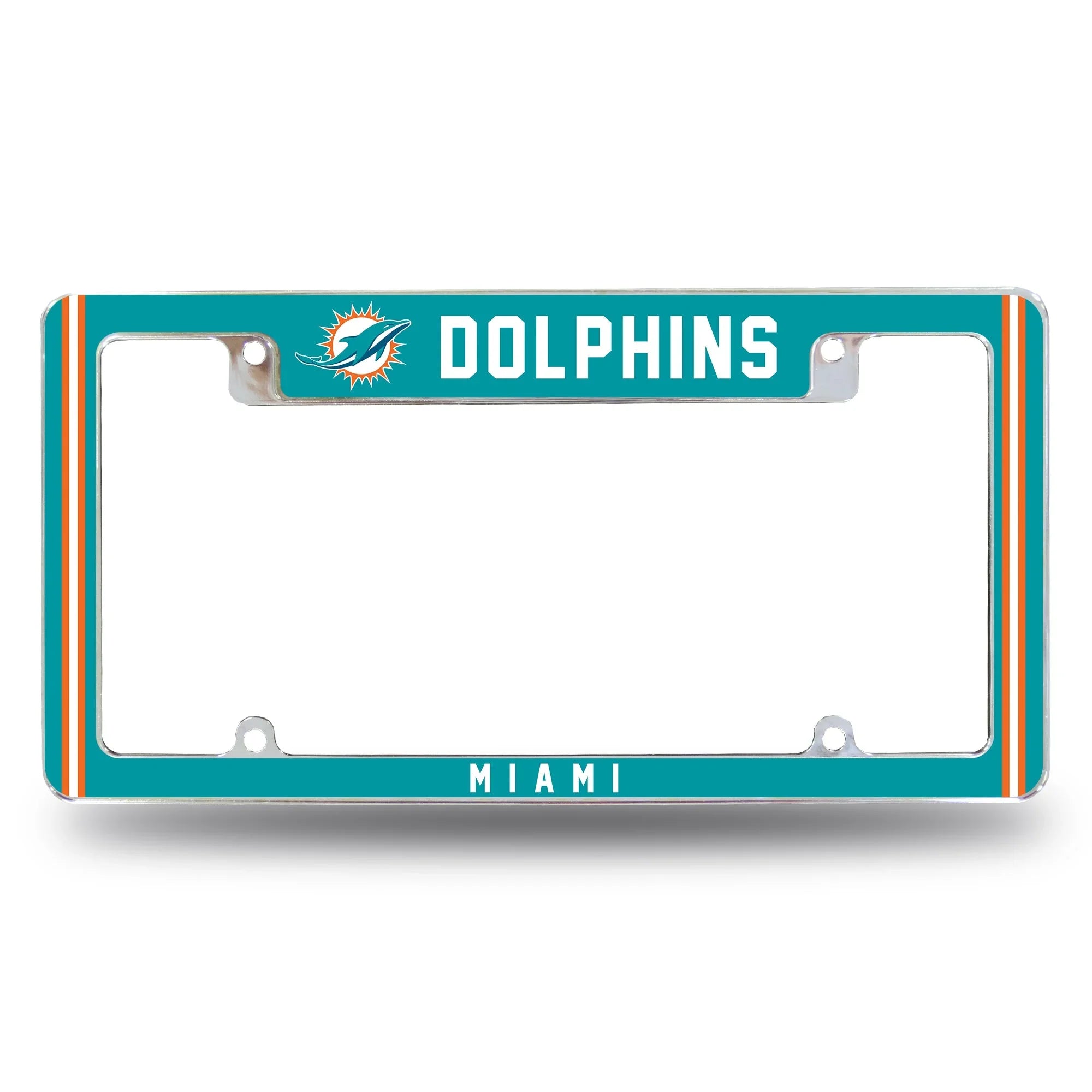 Dolphins Alternate Design All Over Chrome Frame - Top Oriented